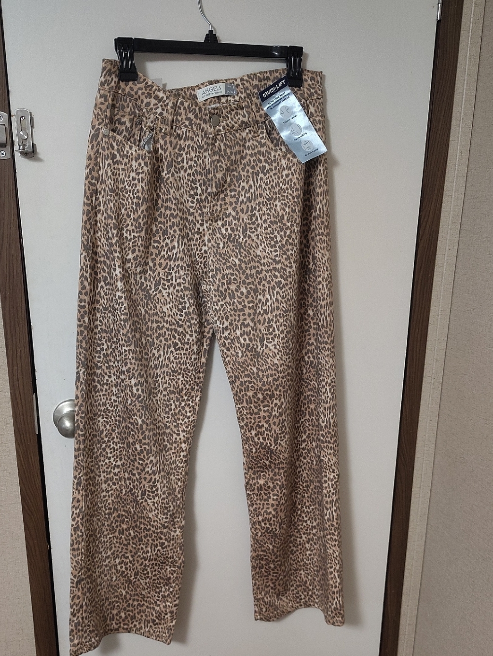 Angels Leopard Print Wide-Leg Jeans - Tan & Brown